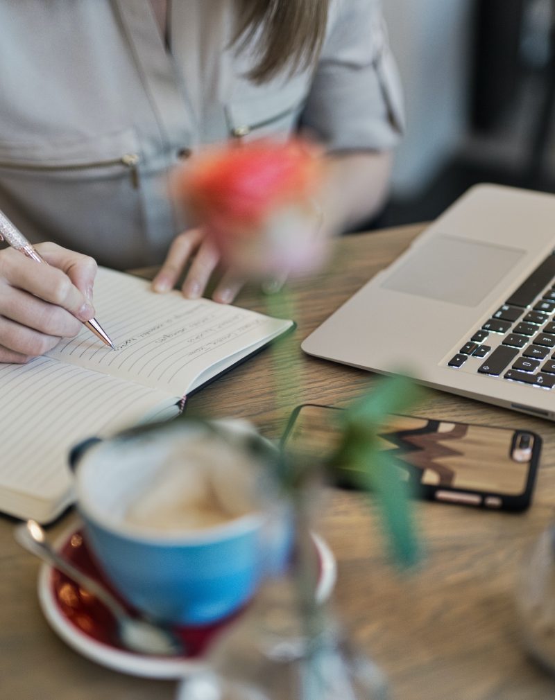 Woman working on a laptop for her business