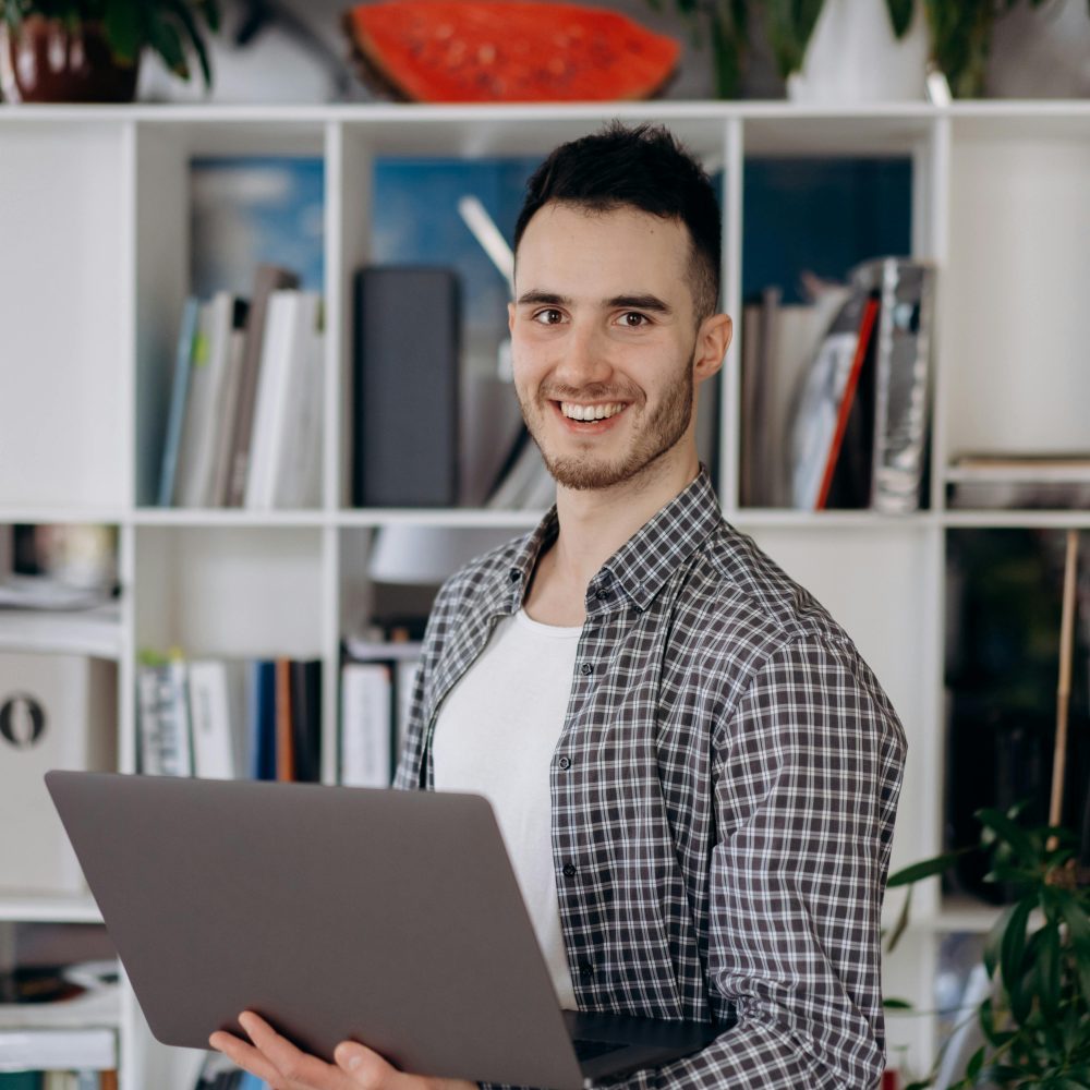 Man working on laptop