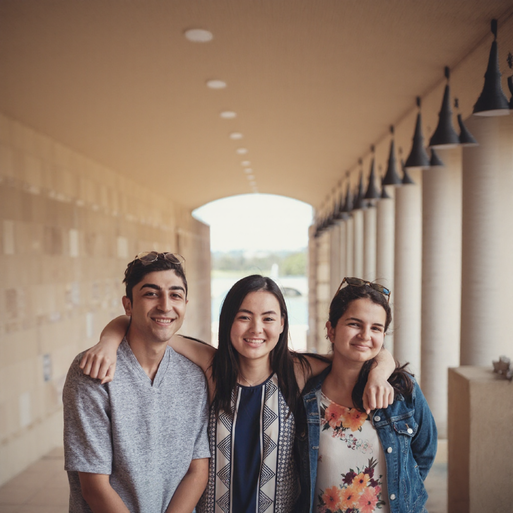 3 Young happy people