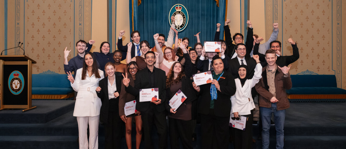 Members of the Young Entrepreneurs Programme celebrate at Government House