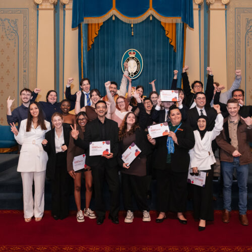 Members of the Young Entrepreneurs Programme celebrate at Government House