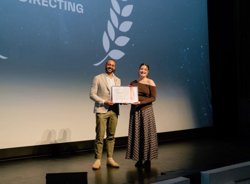 KTA Executive Director Dean Delia presents Best Directing Award at the Australian Youth Film Festival